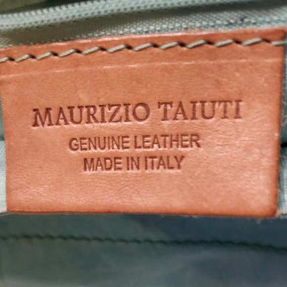 Maurizio Taiuti Blue and Tan Tote Bag with Leather Accents, Replacement Strap - Picture 2 of 16